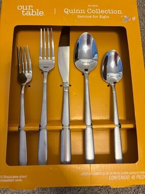 🌟 NEW 🌟 Our Table Quinn Collection 45 PC Stainless Service For 8 Hostess Set